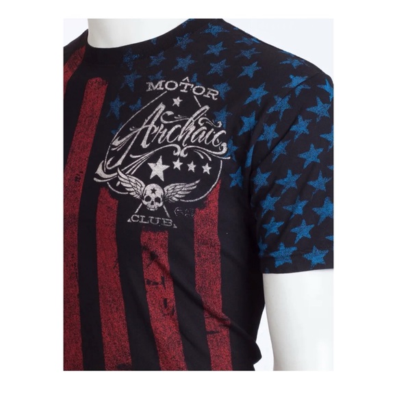 Archaic By Affliction Mens T-shirt Nation Regular Fit Black US Flag S-3XL NWT - Picture 7 of 10